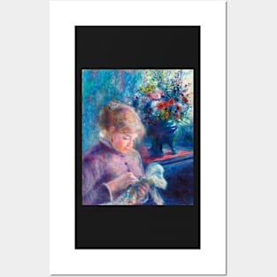 Young Woman Sewing by Renoir Posters and Art